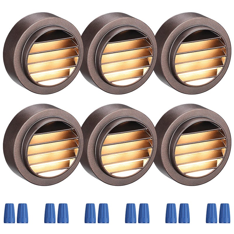 LEONLITE أضواء الدرج LED منخفضة الجهد من ليونلايت، 3 واط CRI90 12-24 فولت AC/DC، ضوء سلالم حواف المناظر الطبيعية، ضوء سلالم مزود بفتحات، مقاوم للماء IP65، من الألمنيوم، 3000 كلفن أبيض دافئ، برونزي، عبوة من 6 - Image 1